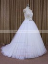 Boutique Sweetheart Tulle Sweep Train Pearl Detailing White Wedding Dresses #LDB00021651