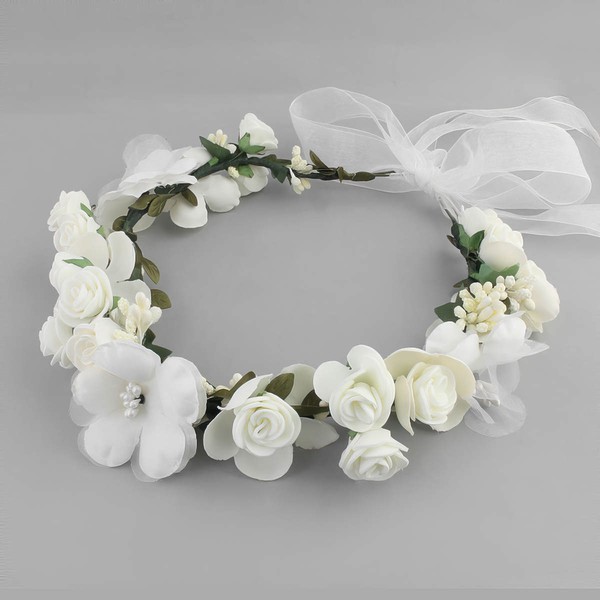 Headbands Silk Flower White Headpieces #LDB03020332