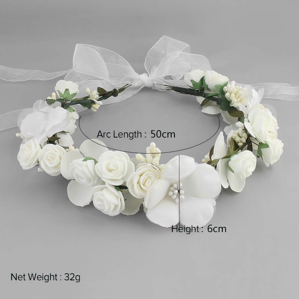 Headbands Silk Flower White Headpieces #LDB03020332