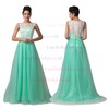 Multi Colours Tulle with Lace Scoop Neck Buttons Sweep Train Nice Prom Dresses #LDB02016812