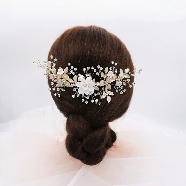 Combs & Barrettes Crystal Gold Headpieces