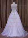 Beautiful White Tulle Sweep Train Appliques Lace Strapless Wedding Dress #LDB00021655