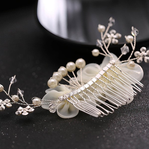 Combs & Barrettes Imitation Pearls White Headpieces