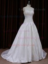 A-line Ivory Taffeta Appliques Lace Court Train Top Wedding Dress #LDB00021657