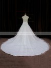 Scoop Neck Ivory Tulle Chapel Train Appliques Lace Cap Straps Wedding Dress #LDB00021664