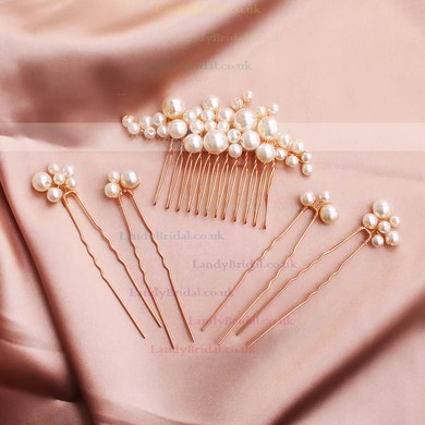 Hairpins Imitation Pearls Gold Headpieces #LDB03020414