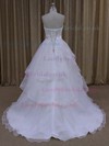 Princess White Satin Organza Sashes / Ribbons Court Train Latest Wedding Dress #LDB00021669