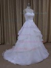 Princess White Satin Organza Sashes / Ribbons Court Train Latest Wedding Dress #LDB00021669