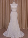 Sweetheart Ivory Lace ashes / Ribbons Cap Straps Trumpet/Mermaid Wedding Dress #LDB00021683
