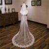 Chapel Bridal Veils Two-tier Lace Applique Edge Sequin Oval #LDB03010186