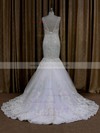 Sweet V-neck Ivory Tulle Appliques Lace Trumpet/Mermaid Wedding Dresses #LDB00021685