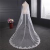 Cathedral Bridal Veils One-tier Lace Applique Edge Sequin Oval #LDB03010214