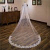 Cathedral Bridal Veils Two-tier Lace Applique Edge Beading Oval #LDB03010215