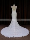 Discounted Trumpet/Mermaid Ivory Lace Buttons V-neck Wedding Dresses #LDB00021688