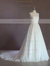 Scoop Neck Chapel Train Sashes / Ribbons Ivory Chiffon Summer Wedding Dresses #LDB00021689