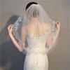 Elbow Bridal Veils Two-tier Lace Applique Edge Classic #LDB03010246