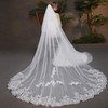Cathedral Bridal Veils Two-tier Lace Applique Edge Sequin Classic #LDB03010249