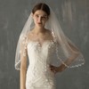 Elbow Bridal Veils Two-tier Lace Applique Edge Applique Classic #LDB03010257
