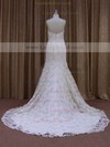 Ivory Lace Court Train Ruffles Trumpet/Mermaid Beautiful Wedding Dresses #LDB00021693