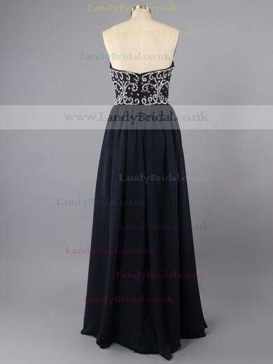 Sweetheart Dark Navy Chiffon Beading Classic Floor-length Prom Dress #LDB02014217