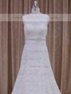A-line Scoop Neck Pearl Detailing Ivory Lace Best Wedding Dresses #LDB00021698