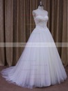 V-neck White Tulle Sashes/Ribbons Vintage Ball Gown Wedding Dresses #LDB00021699