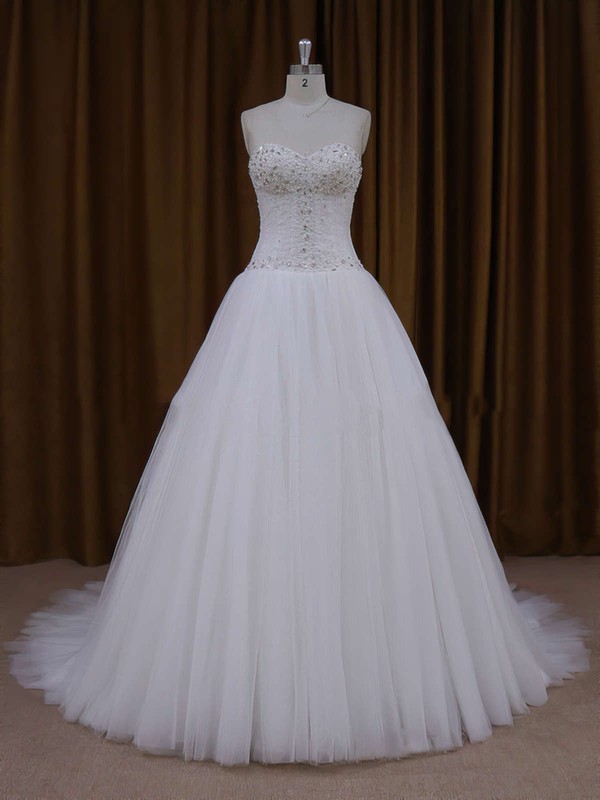 Perfect Sweetheart Tulle with Beading Lace-up Princess Wedding Dresses #LDB00021705
