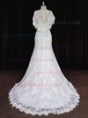 Trumpet/Mermaid Scoop Neck Lace Short Sleeve Unique Wedding Dresses #LDB00021714