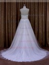 A-line Scoop Neck Tulle Appliques Lace Exclusive Ivory Wedding Dresses #LDB00021723