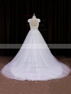 Princess Scoop Neck Tulle with Bow Ivory Cap Straps Top Wedding Dresses #LDB00021745