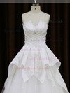 Beautiful Tulle Taffeta Appliques Lace A-line Scalloped Neck Wedding Dresses #LDB00021756