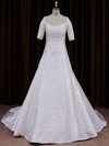 Square Neckline Satin with Appliques Lace Gorgeous 1/2 Sleeve Wedding Dresses #LDB00021760