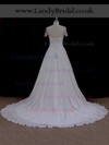 Scoop Neck Ivory Chiffon Appliques Lace Great Short Sleeve Wedding Dresses #LDB00021764