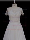 Scoop Neck Ivory Chiffon Appliques Lace Great Short Sleeve Wedding Dresses #LDB00021764