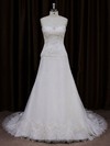 Ivory Tulle Lace with Sequins A-line Scoop Neck Best Wedding Dresses #LDB00021765