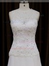 Ivory Tulle Lace with Sequins A-line Scoop Neck Best Wedding Dresses #LDB00021765