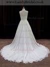 Cheap A-line Scoop Neck Chiffon Sequins Ivory Wedding Dresses #LDB00021767