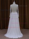Latest Backless Scoop Neck Chiffon Tulle Appliques Lace Long Sleeve Wedding Dress #LDB00021768