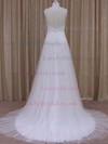 Scoop Neck Tulle Court Train with Beading White Online Wedding Dress #LDB00021770