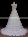 Sweetheart A-line Straps Lace with Sequins Affordable Wedding Dress #LDB00021796