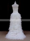 Asymmetrical Strapless Tulle Appliques Lace Newest High Low Wedding Dress #LDB00021802