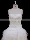 Asymmetrical Strapless Tulle Appliques Lace Newest High Low Wedding Dress #LDB00021802