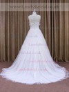 Latest Tulle Appliques Lace Scoop Neck Ball Gown Wedding Dress #LDB00021830