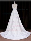 Modest Scoop Neck White Taffeta with Sashes / Ribbons Court Train Wedding Dresses #LDB00021836