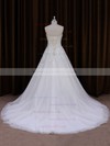 Sweetheart Lace-up Tulle Appliques Lace Court Train Affordable Wedding Dress #LDB00021855