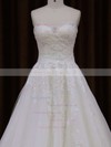 Sweetheart Lace-up Tulle Appliques Lace Court Train Affordable Wedding Dress #LDB00021855