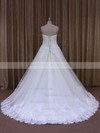 Ivory Strapless Tulle Appliques Lace Lace-up Court Train Wedding Dresses #LDB00021856