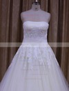 Ivory Strapless Tulle Appliques Lace Lace-up Court Train Wedding Dresses #LDB00021856