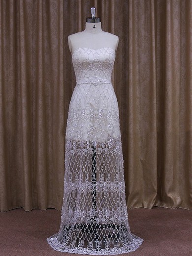 Wholesale Sheath/Column Ivory Tulle Detachable Sashes / Ribbons Wedding Dress #LDB00021867