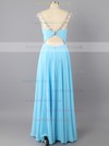 Empire Scoop Neck Blue Cap Straps Chiffon Beading Newest Long Prom Dress #LDB02016744